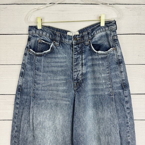 Free People Old West Slouchy Jeans Wide Leg Blue Denim Hi Rise We The Free Sz 27 - Picture 3 of 10